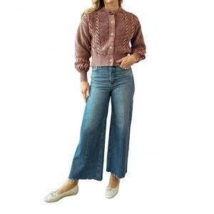 NEW CAMELLIA ginnie cable knit cardigan top in brown